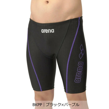 フィットネス水着 メンズ 水泳 アクアエクサ フィットネス スパッツ ハーフレッグ 黒×青 S-3Lサイズ LAR-4300 BKBU