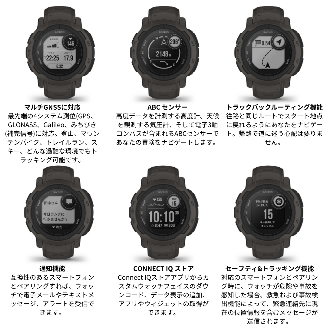 【GARMIN ガーミン】スマートウォッチ 時計 Instinct 2 DP グラファイト 010-02627-40